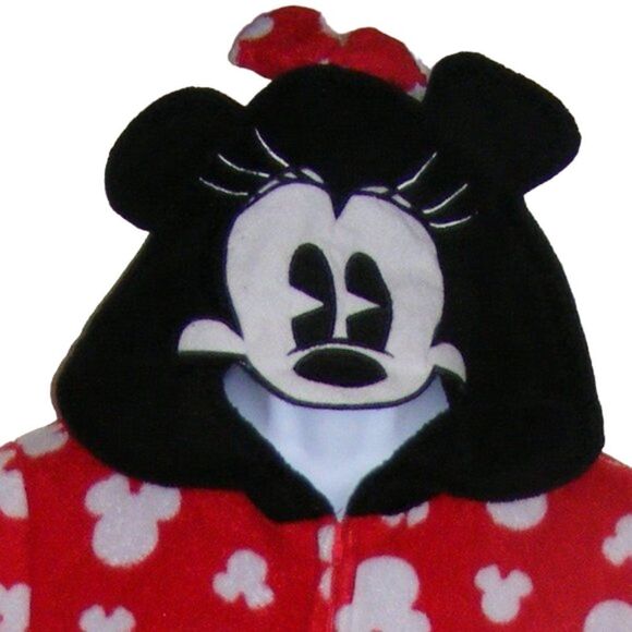 DISNEY Minnie Mouse Pajamas, M, One Piece, Union Suit, Red, White Ear logo - Picture 2 of 9